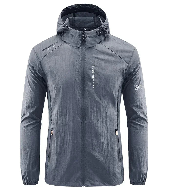 Men's UV Protection Lightweight Hooded Windbreaker Jacket – Waterproof Casual Outdoor Jacket