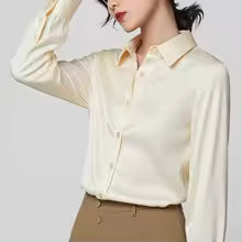 Women's Premium Mulberry Silk Blouse – 95% Natural Silk Satin Office Shirt