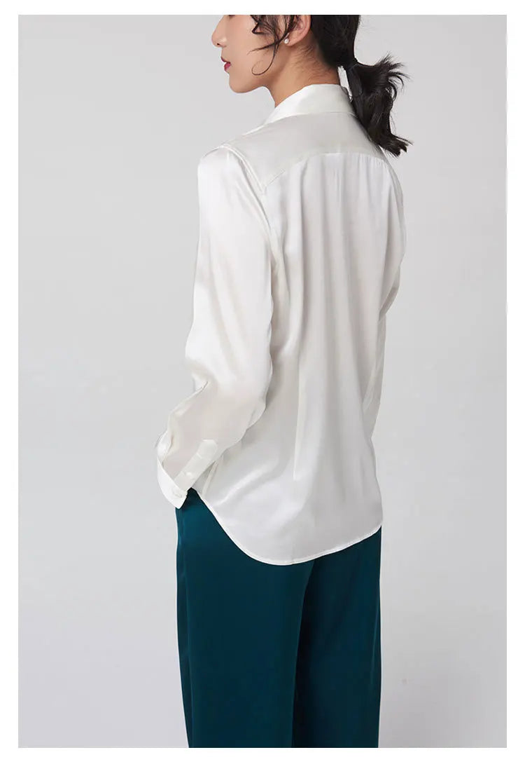 Women's Premium Mulberry Silk Blouse – 95% Natural Silk Satin Office Shirt