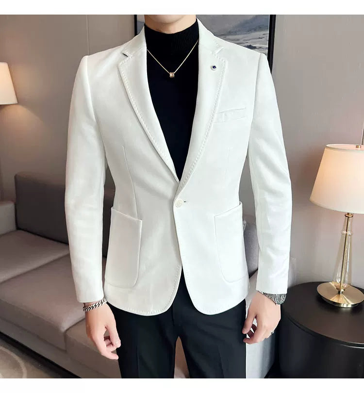 Men's Luxury Velvet Slim Fit Blazer – Elegant Business & Wedding Suit Jacket (Sizes S - L)