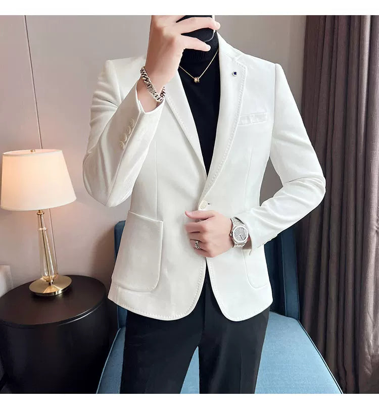 Men's Luxury Velvet Slim Fit Blazer – Elegant Business & Wedding Suit Jacket (Sizes S - L)