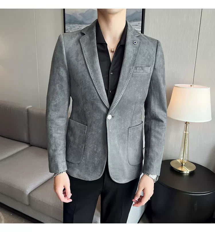 Men's Luxury Velvet Slim Fit Blazer – Elegant Business & Wedding Suit Jacket (Sizes S - L)