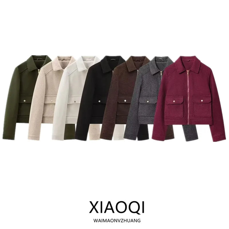 Women's Casual Zip-Up Jacket – Elegant Loose Fit Autumn Coat
