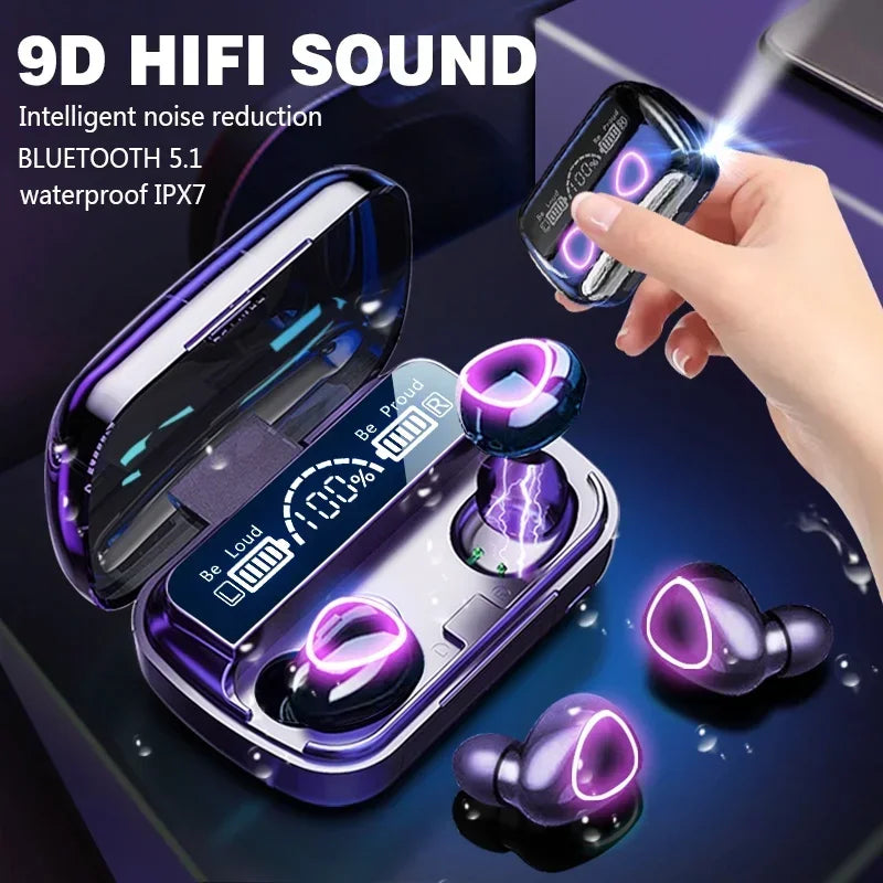 M10 TWS Wireless Earbuds with Charging Case, Bluetooth 5.1 Headphones, HD Stereo Sound, Noise Reduction & Waterproof Design