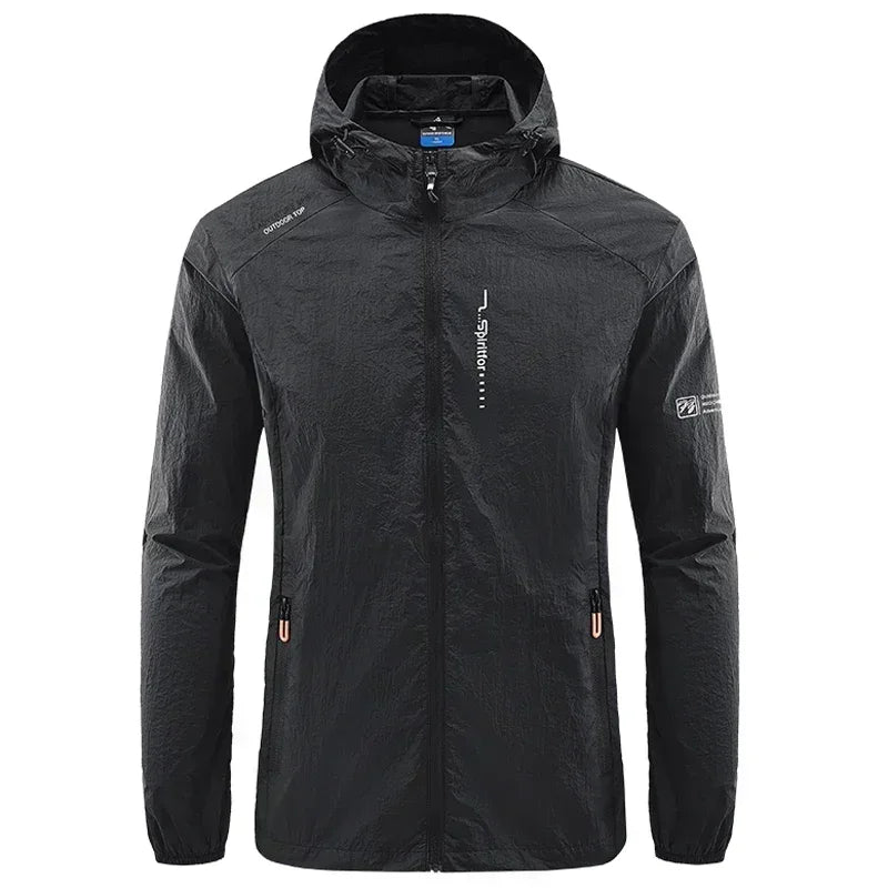 Men's UV Protection Lightweight Hooded Windbreaker Jacket – Waterproof Casual Outdoor Jacket