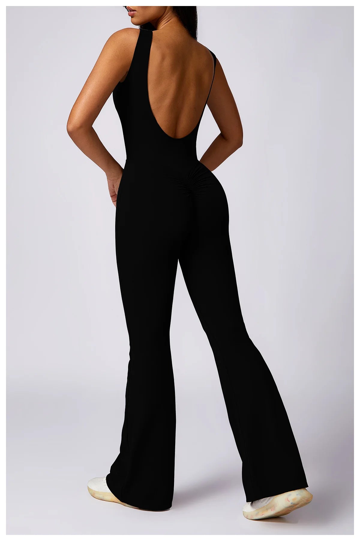 Women's SculptFit® Flare Yoga Jumpsuit – Sleeveless One-Piece Workout Romper