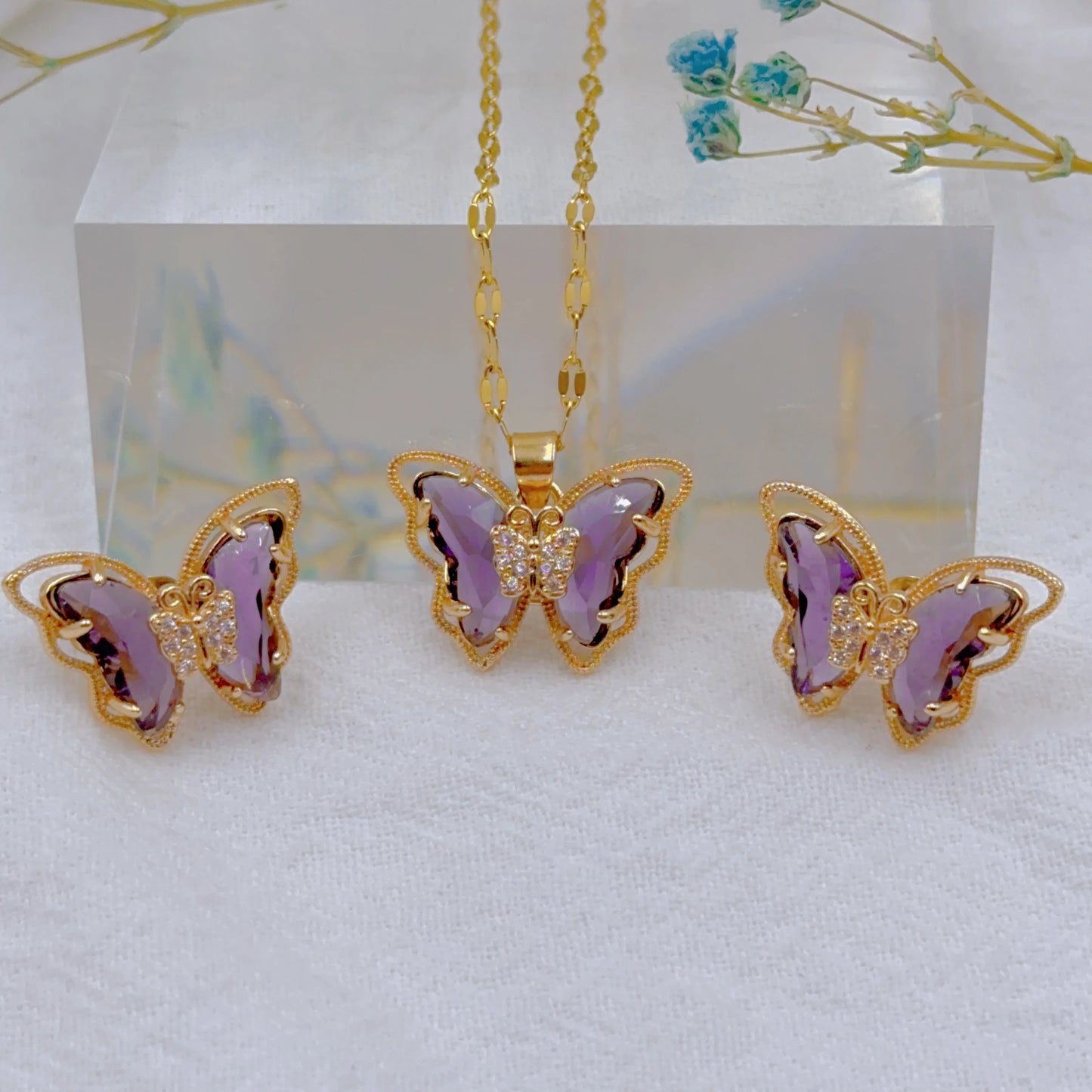 Multiva Elegant Jewelry Set | Stainless Steel Necklace & Earrings for Women