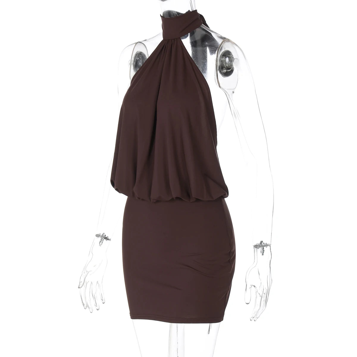 Women's Lace Halter Mini Dress – Elegant Backless Bodycon Summer Dress