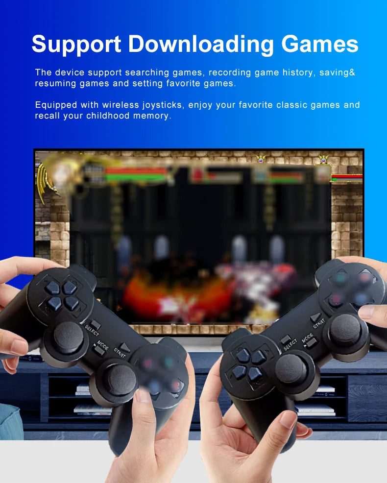 M8 4K Retro Game Stick – 40,000+ Classic Games, Dual Wireless Controllers & HDMI Plug & Play Console