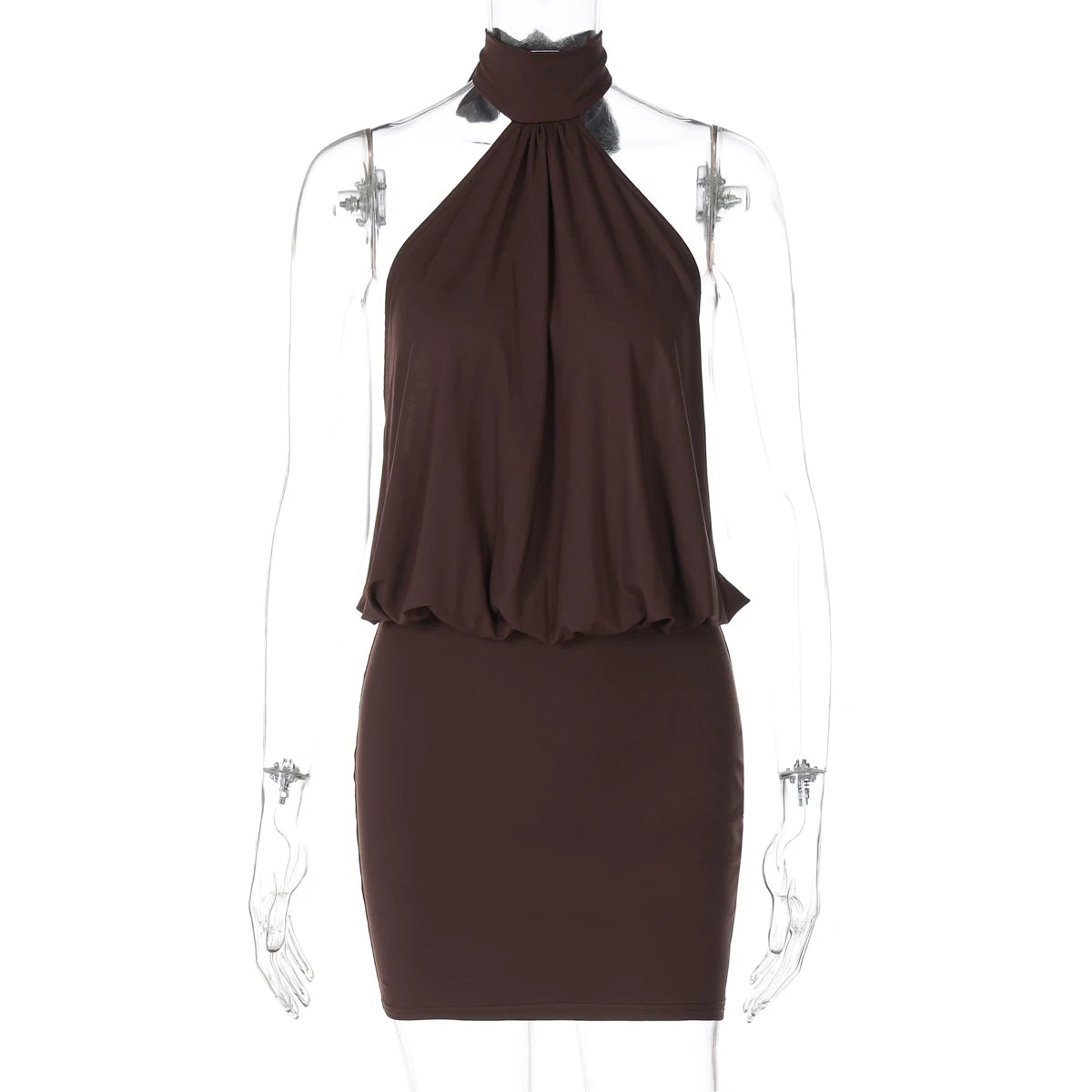 Women's Lace Halter Mini Dress – Elegant Backless Bodycon Summer Dress