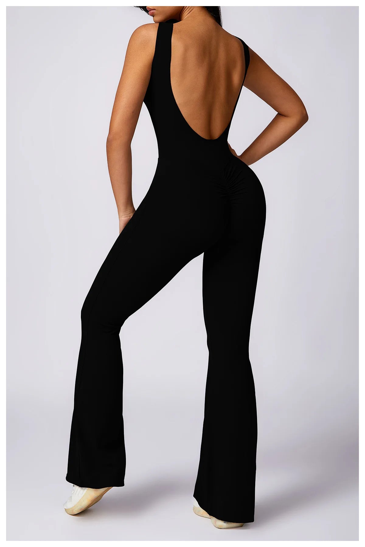 Women's SculptFit® Flare Yoga Jumpsuit – Sleeveless One-Piece Workout Romper