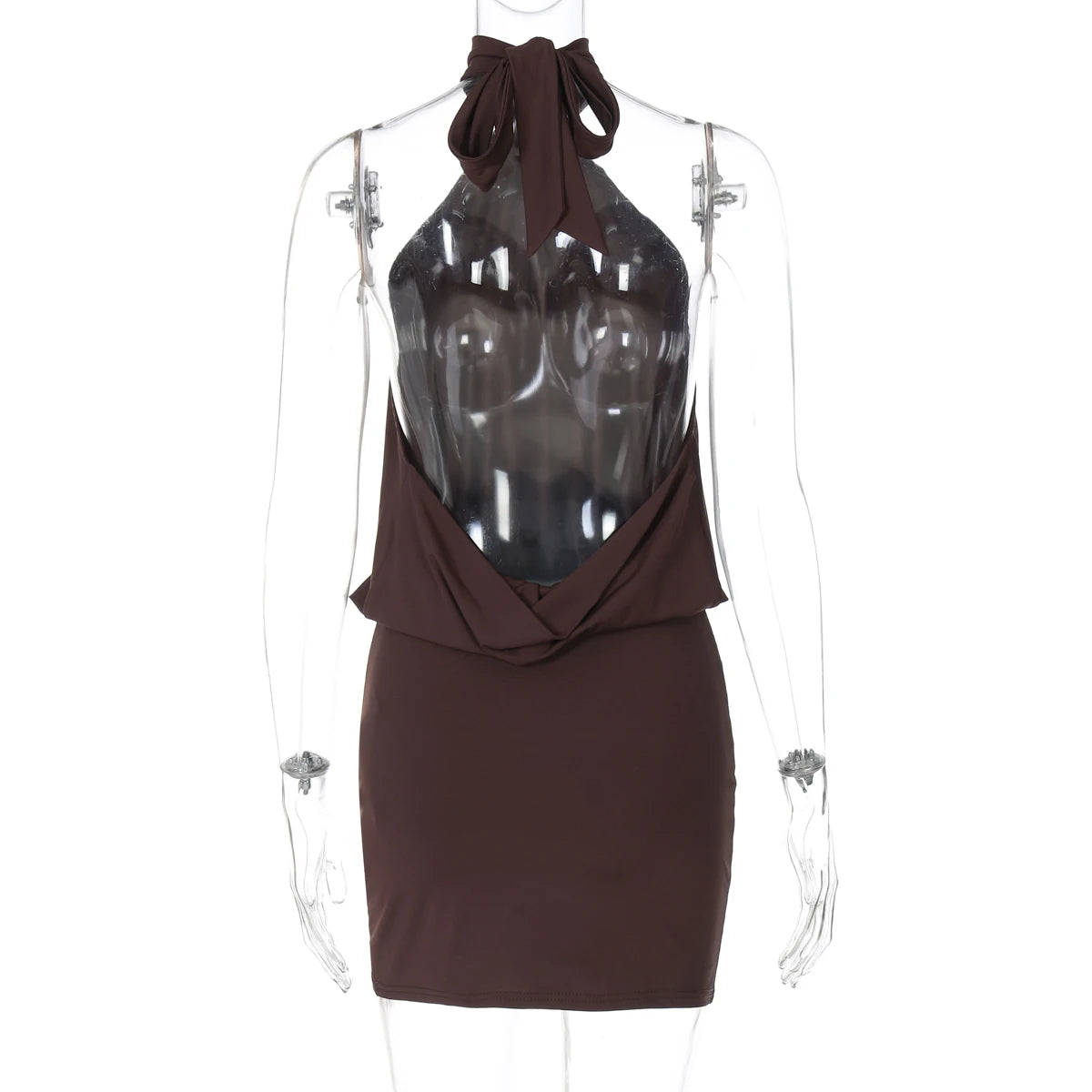 Women's Lace Halter Mini Dress – Elegant Backless Bodycon Summer Dress