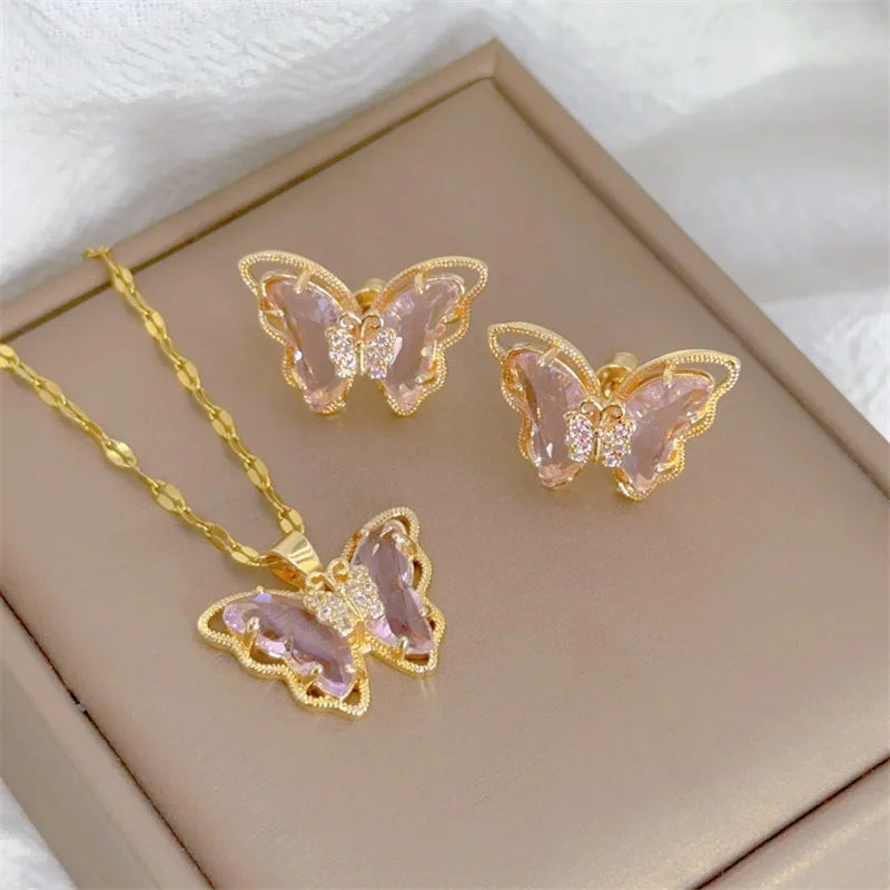 Multiva Elegant Jewelry Set | Stainless Steel Necklace & Earrings for Women