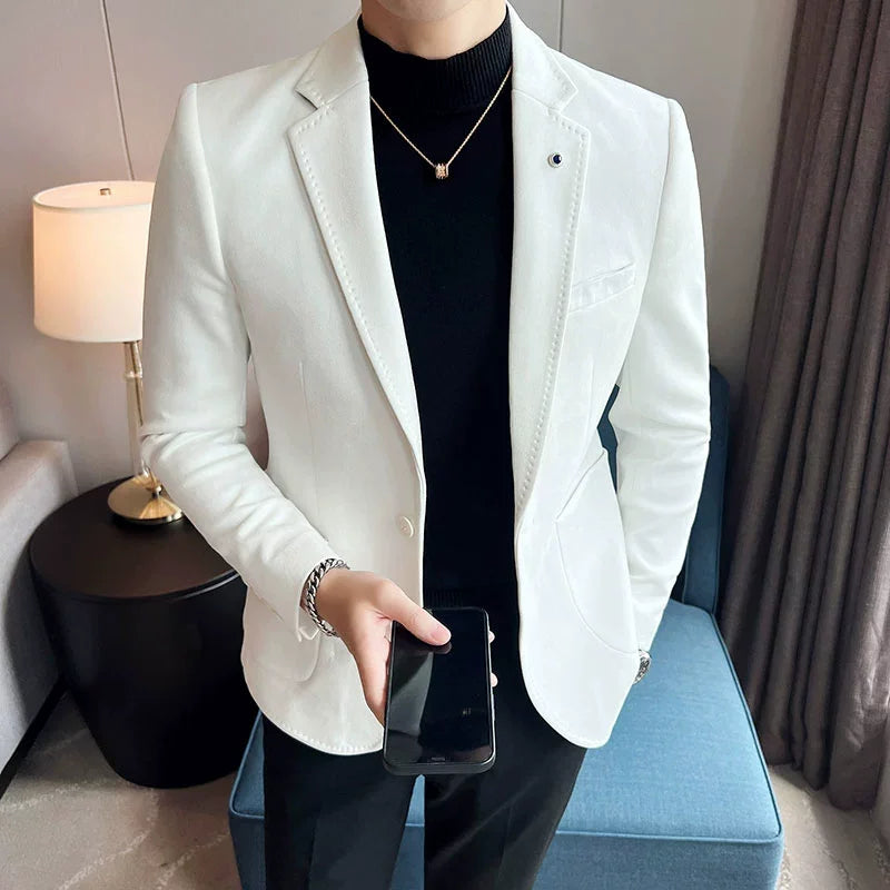 Men's Luxury Velvet Slim Fit Blazer – Elegant Business & Wedding Suit Jacket (Sizes S - L)