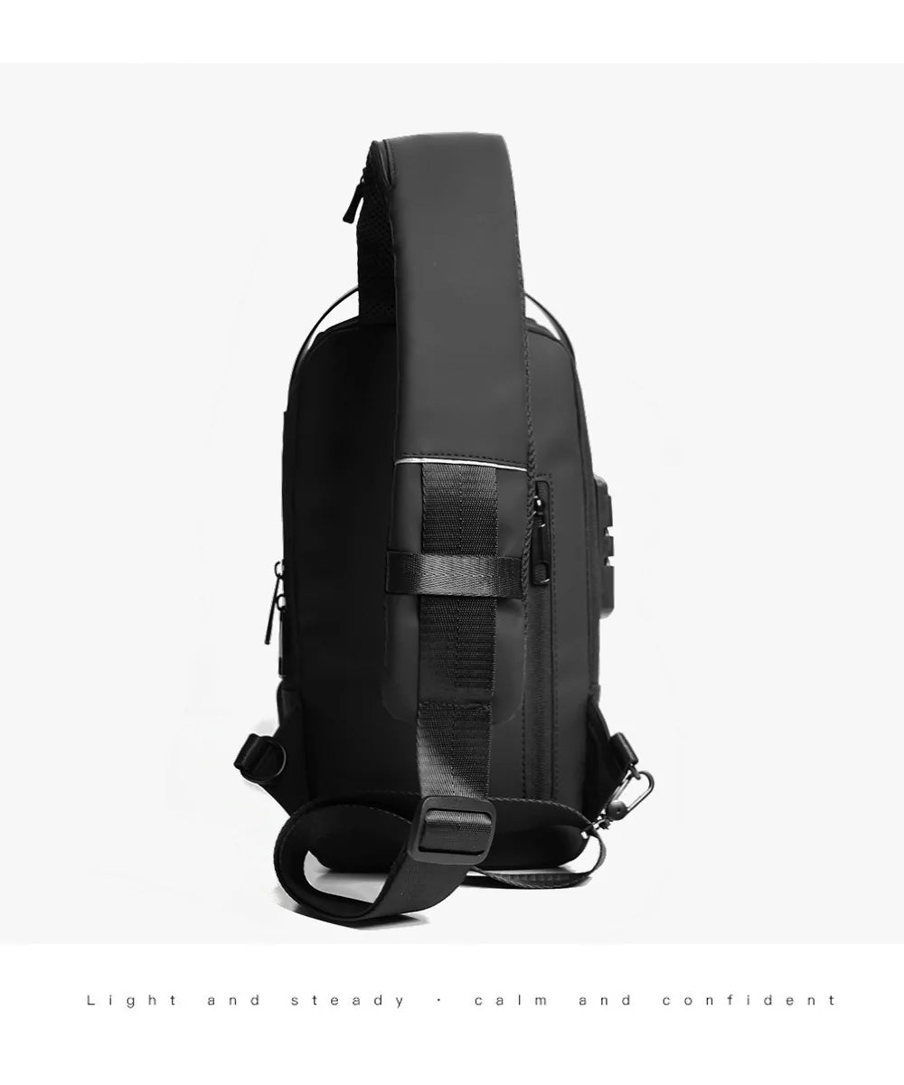Men's Anti-Theft Sling Bag with USB Charging Port – Waterproof Crossbody Chest Backpack