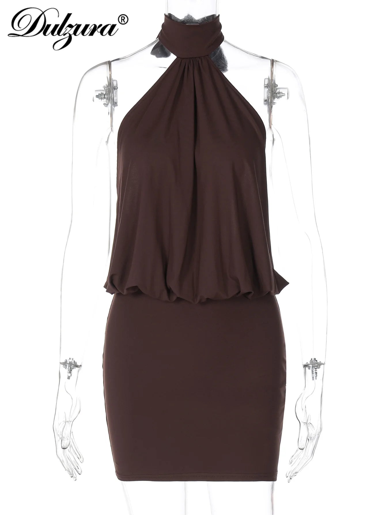 Women's Lace Halter Mini Dress – Elegant Backless Bodycon Summer Dress