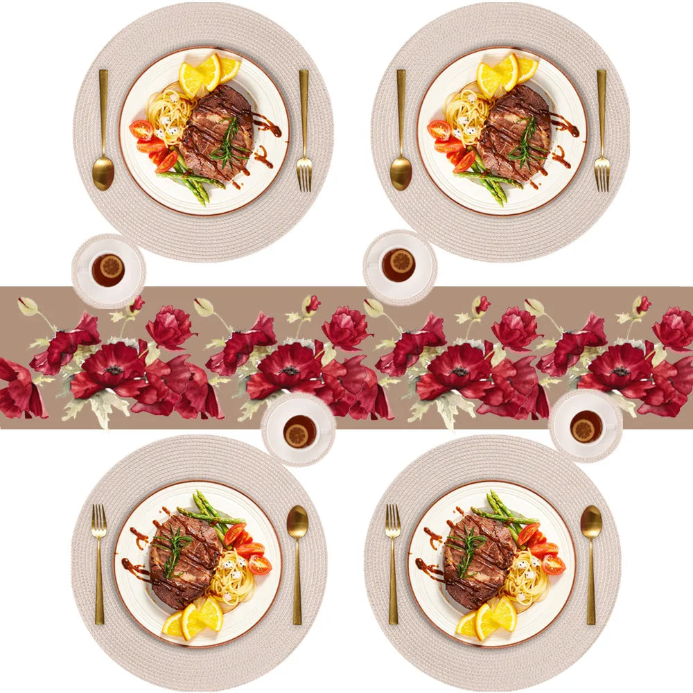 Set of 6 Round Braided Placemats – Elegant Woven Dining Table Decor for Home