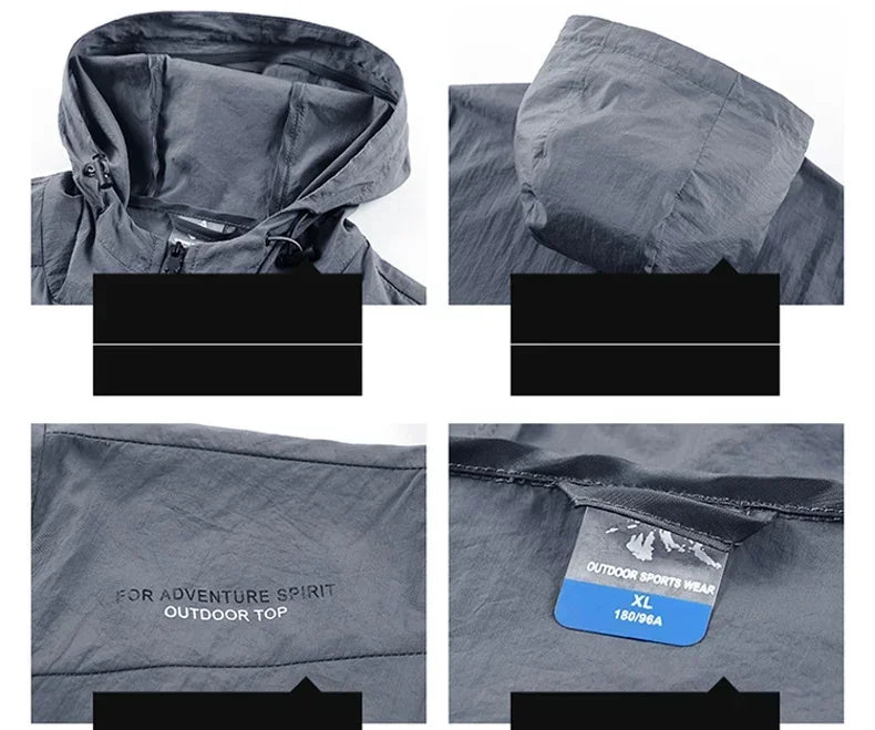 Men's UV Protection Lightweight Hooded Windbreaker Jacket – Waterproof Casual Outdoor Jacket