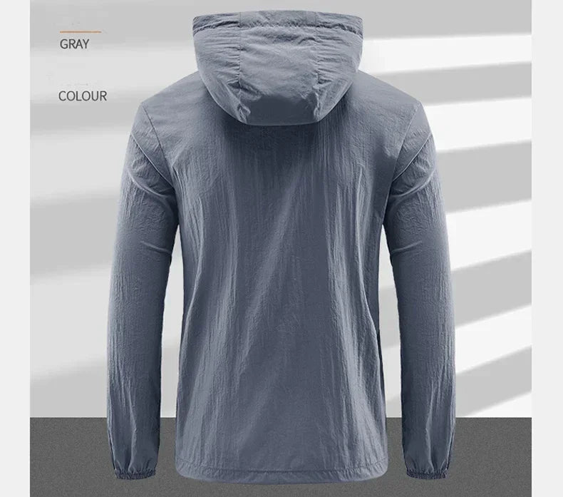 Men's UV Protection Lightweight Hooded Windbreaker Jacket – Waterproof Casual Outdoor Jacket