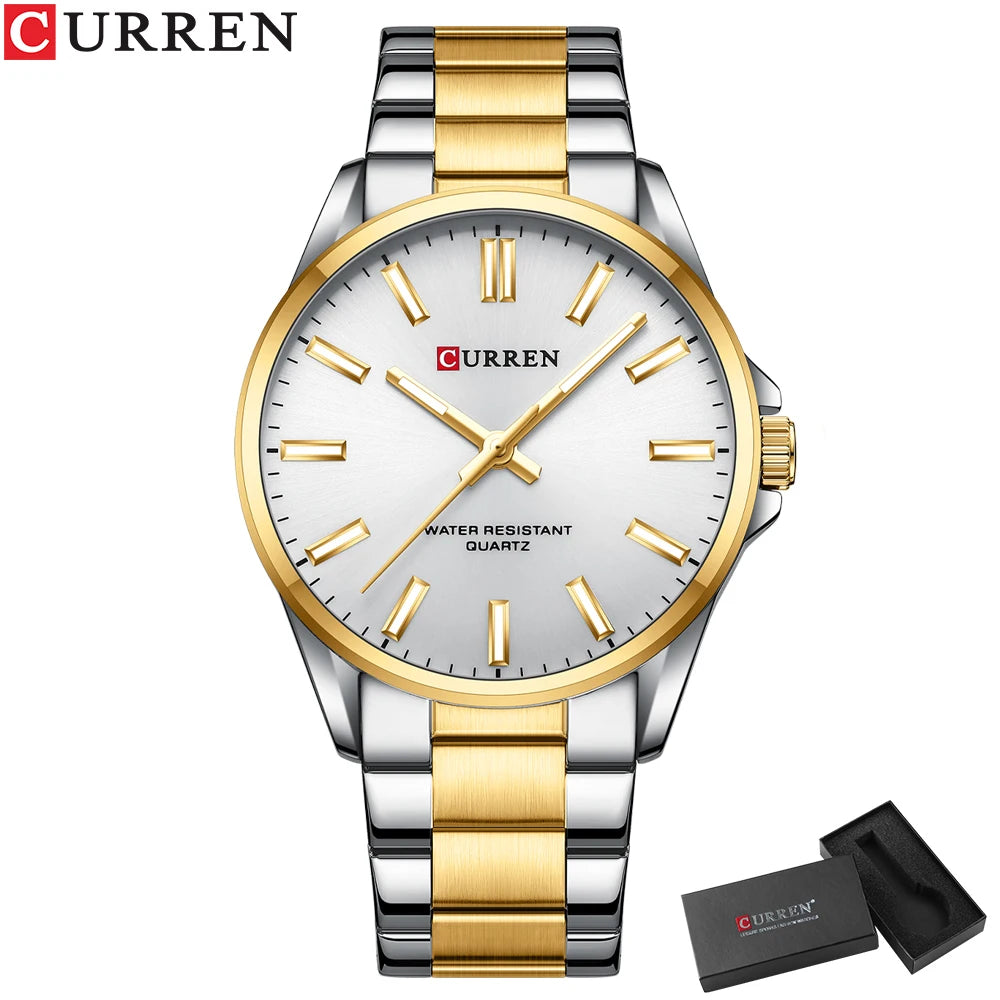 Curren 9090 Luxury Men's Stainless Steel Quartz Watch – Premium Casual Wristwatch