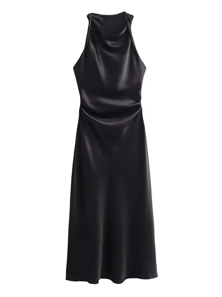 Multiva Halter Midi Dress | Elegant Women’s Summer A-Line Dress