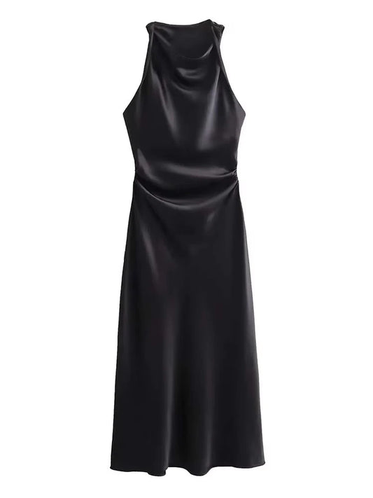 Multiva Halter Midi Dress | Elegant Women’s Summer A-Line Dress