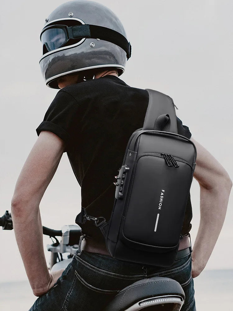 Men's Anti-Theft Sling Bag with USB Charging Port – Waterproof Crossbody Chest Backpack