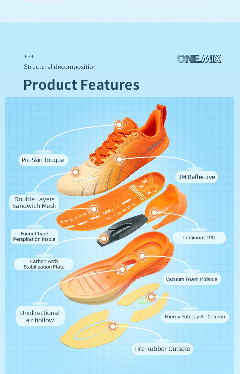 ONEMIX Professional Cushioned Running Shoes – Lightweight Breathable Marathon Sneakers