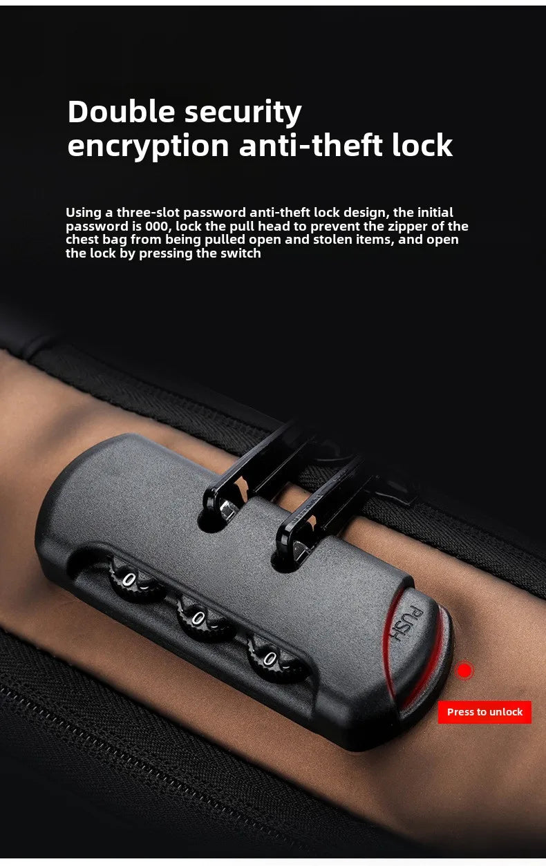 Men's Anti-Theft Sling Bag with USB Charging Port – Waterproof Crossbody Chest Backpack