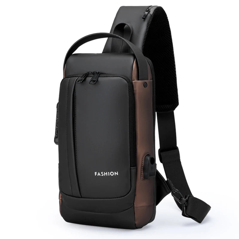 Men's Anti-Theft Sling Bag with USB Charging Port – Waterproof Crossbody Chest Backpack