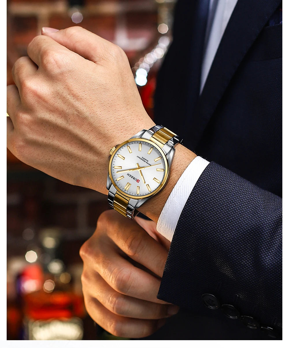 Curren 9090 Luxury Men's Stainless Steel Quartz Watch – Premium Casual Wristwatch
