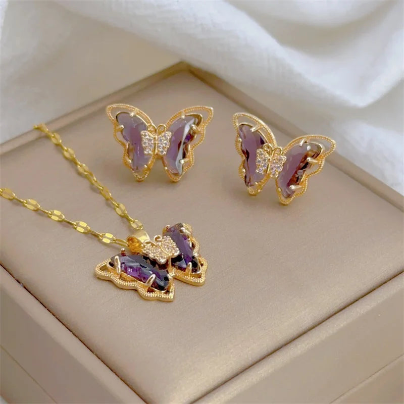 Multiva Elegant Jewelry Set | Stainless Steel Necklace & Earrings for Women