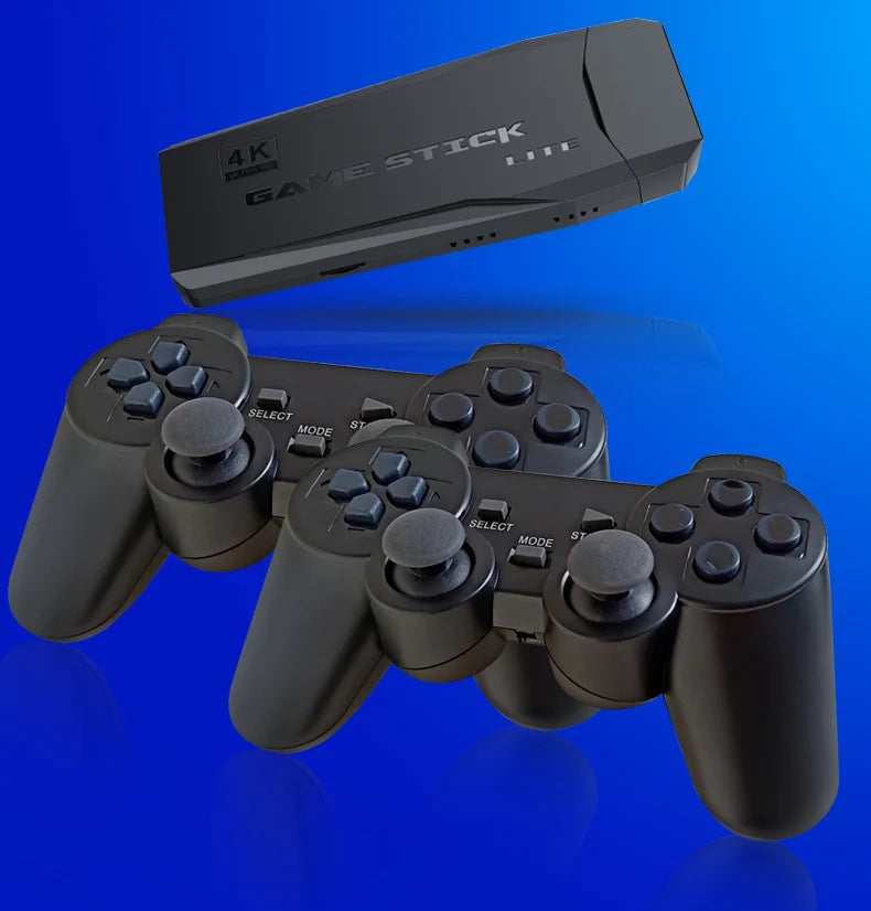 M8 4K Retro Game Stick – 40,000+ Classic Games, Dual Wireless Controllers & HDMI Plug & Play Console