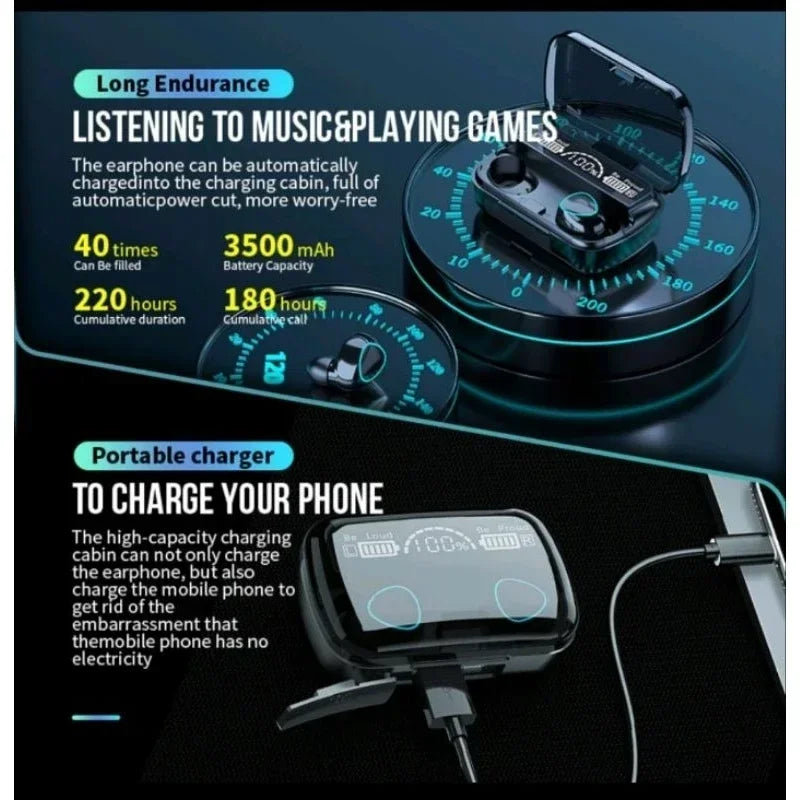M10 TWS Wireless Earbuds with Charging Case, Bluetooth 5.1 Headphones, HD Stereo Sound, Noise Reduction & Waterproof Design