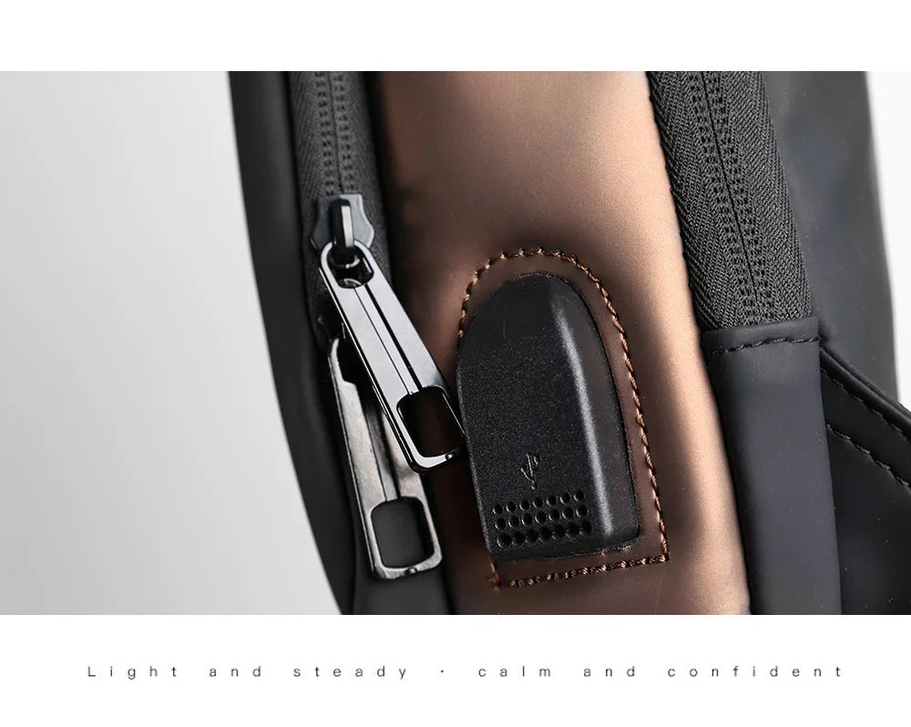 Men's Anti-Theft Sling Bag with USB Charging Port – Waterproof Crossbody Chest Backpack