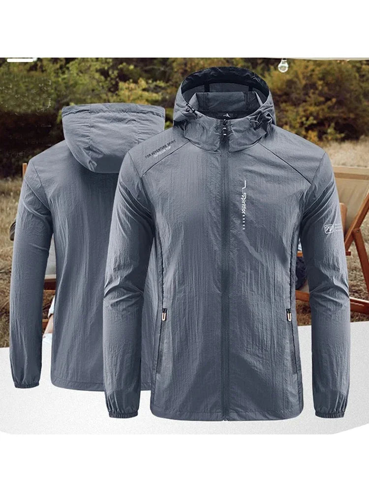 Men's UV Protection Lightweight Hooded Windbreaker Jacket – Waterproof Casual Outdoor Jacket