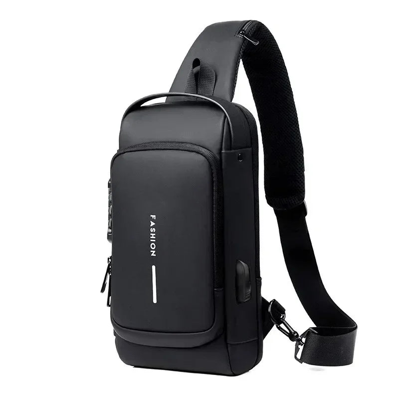 Men's Anti-Theft Sling Bag with USB Charging Port – Waterproof Crossbody Chest Backpack