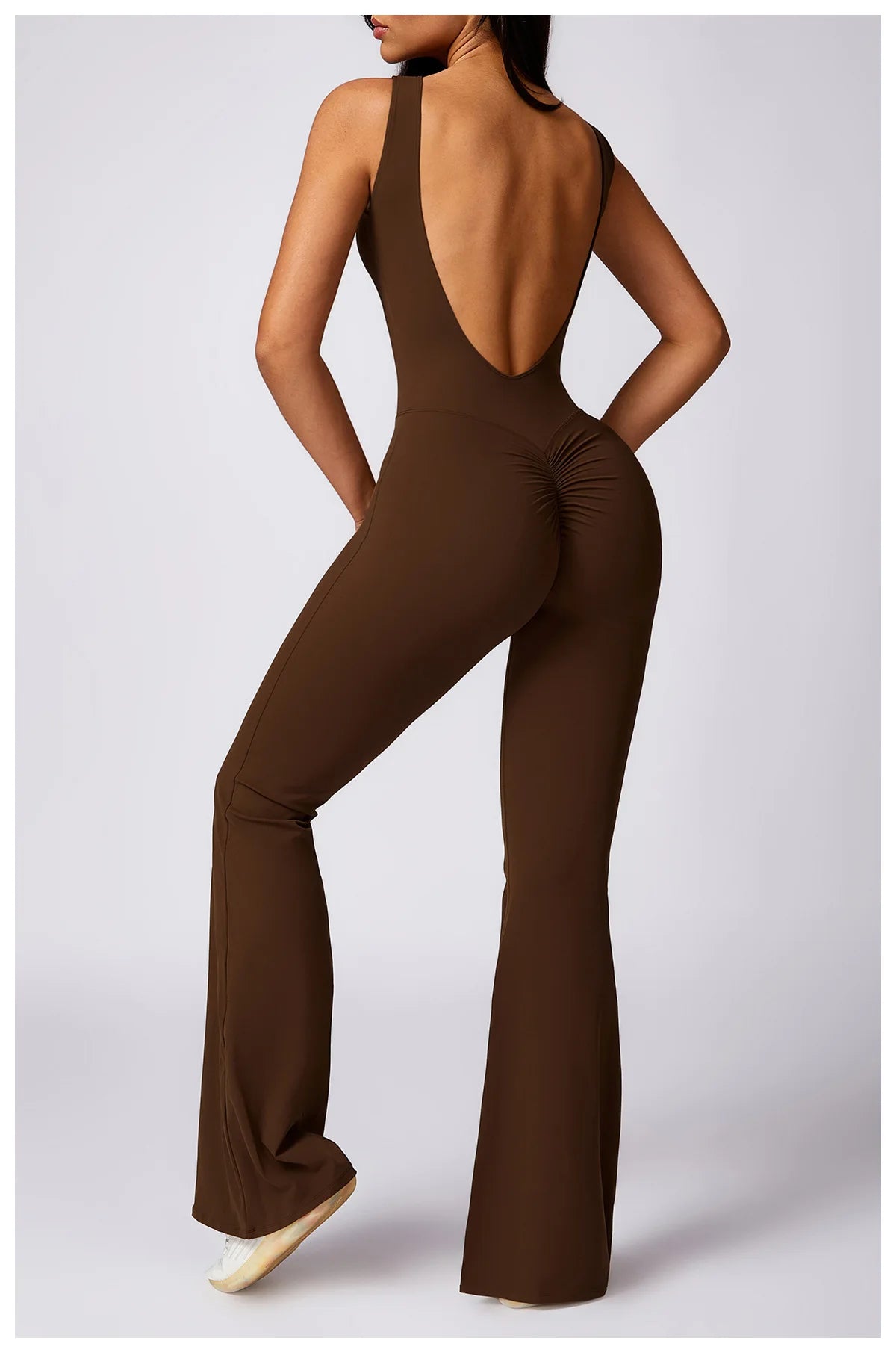 Women's SculptFit® Flare Yoga Jumpsuit – Sleeveless One-Piece Workout Romper