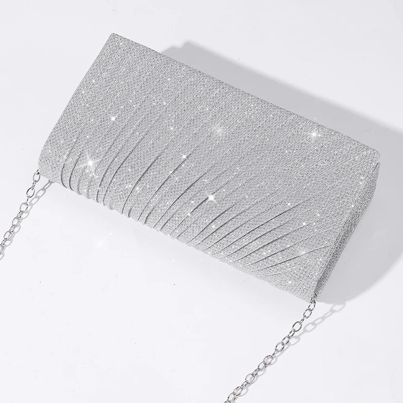 Luxury Glitter Evening Clutch Bag – Elegant Chain Shoulder Bag for Women