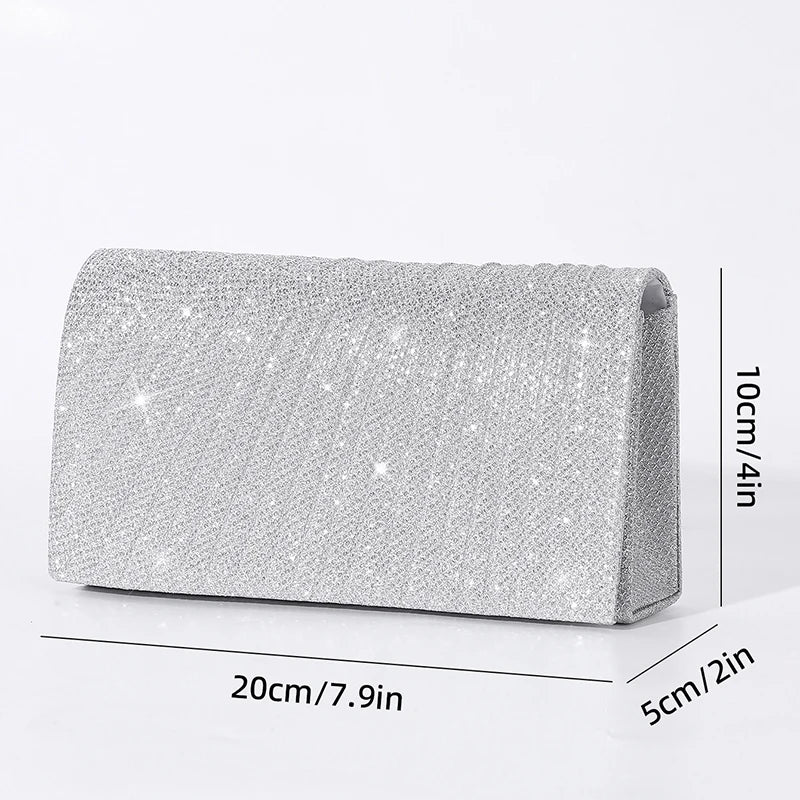Luxury Glitter Evening Clutch Bag – Elegant Chain Shoulder Bag for Women