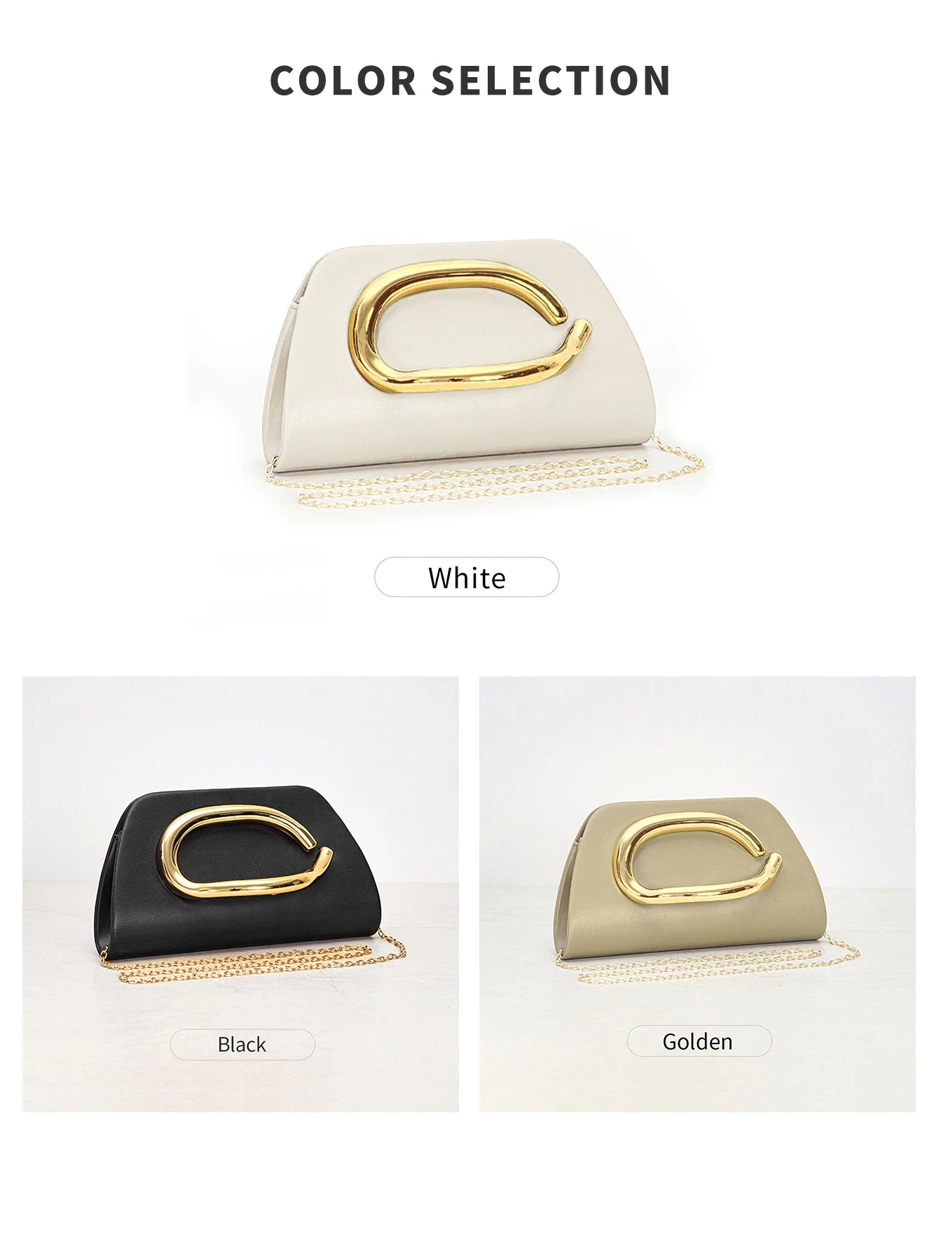 Multiva Elegant Gold Chain Box Clutch | Luxury Evening Shoulder Bag