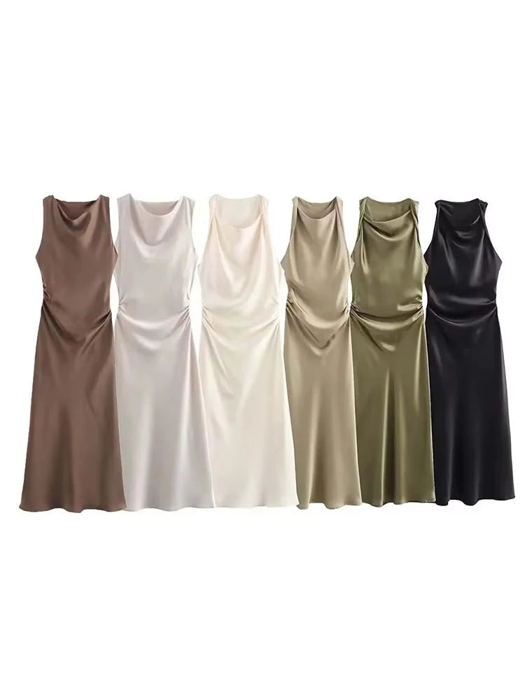 Multiva Halter Midi Dress | Elegant Women’s Summer A-Line Dress