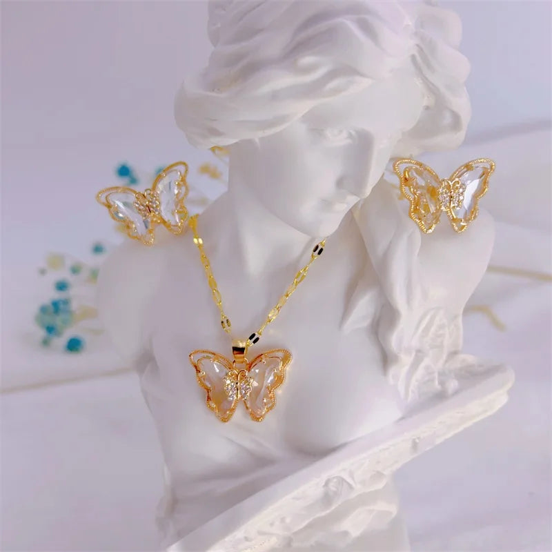 Multiva Elegant Jewelry Set | Stainless Steel Necklace & Earrings for Women