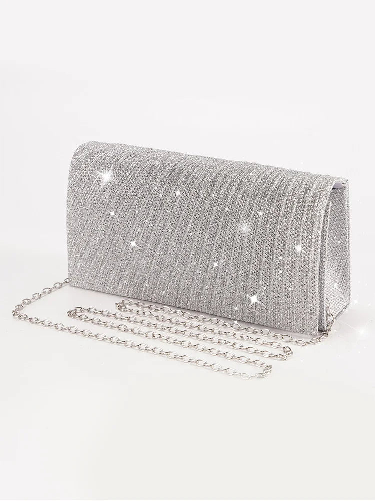 Luxury Glitter Evening Clutch Bag – Elegant Chain Shoulder Bag for Women