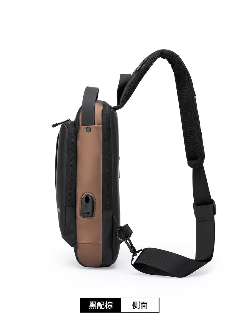 Men's Anti-Theft Sling Bag with USB Charging Port – Waterproof Crossbody Chest Backpack