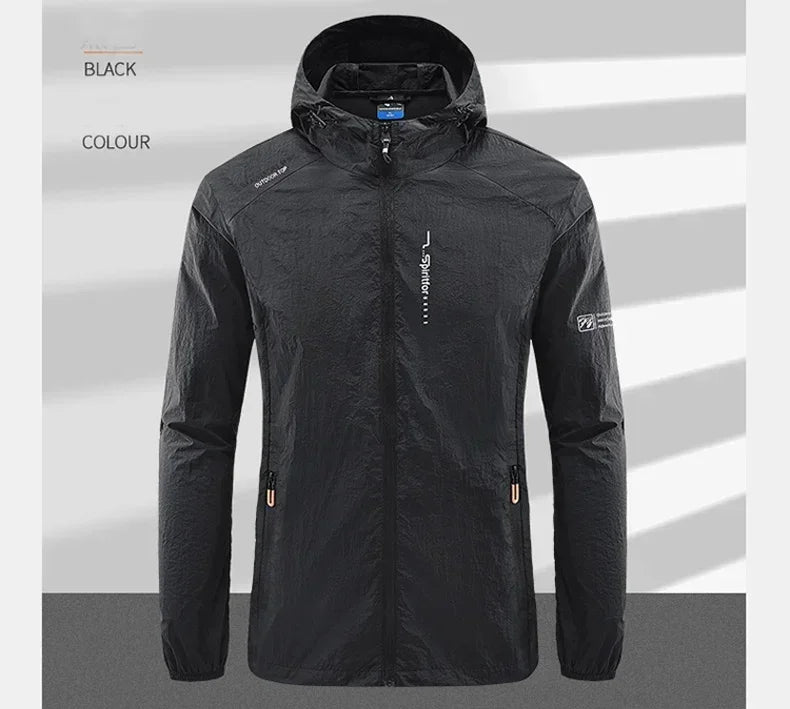 Men's UV Protection Lightweight Hooded Windbreaker Jacket – Waterproof Casual Outdoor Jacket