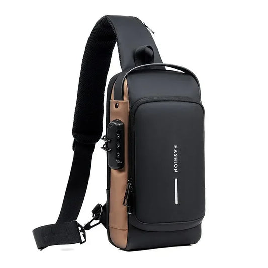 Men's Anti-Theft Sling Bag with USB Charging Port – Waterproof Crossbody Chest Backpack