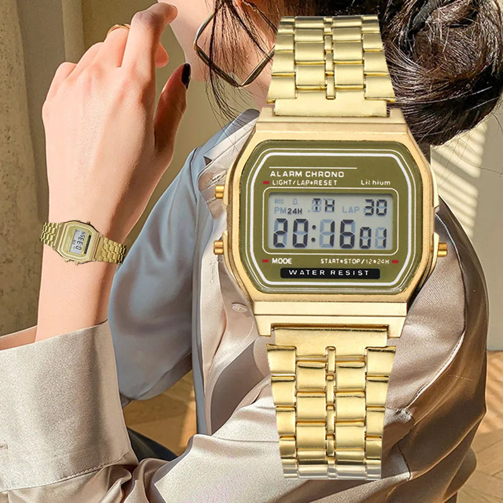 Multiva Luxury Digital Watch | Stainless Steel Elegant Watch for Women