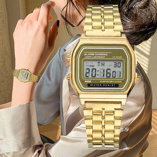 Multiva Luxury Digital Watch | Stainless Steel Elegant Watch for Women
