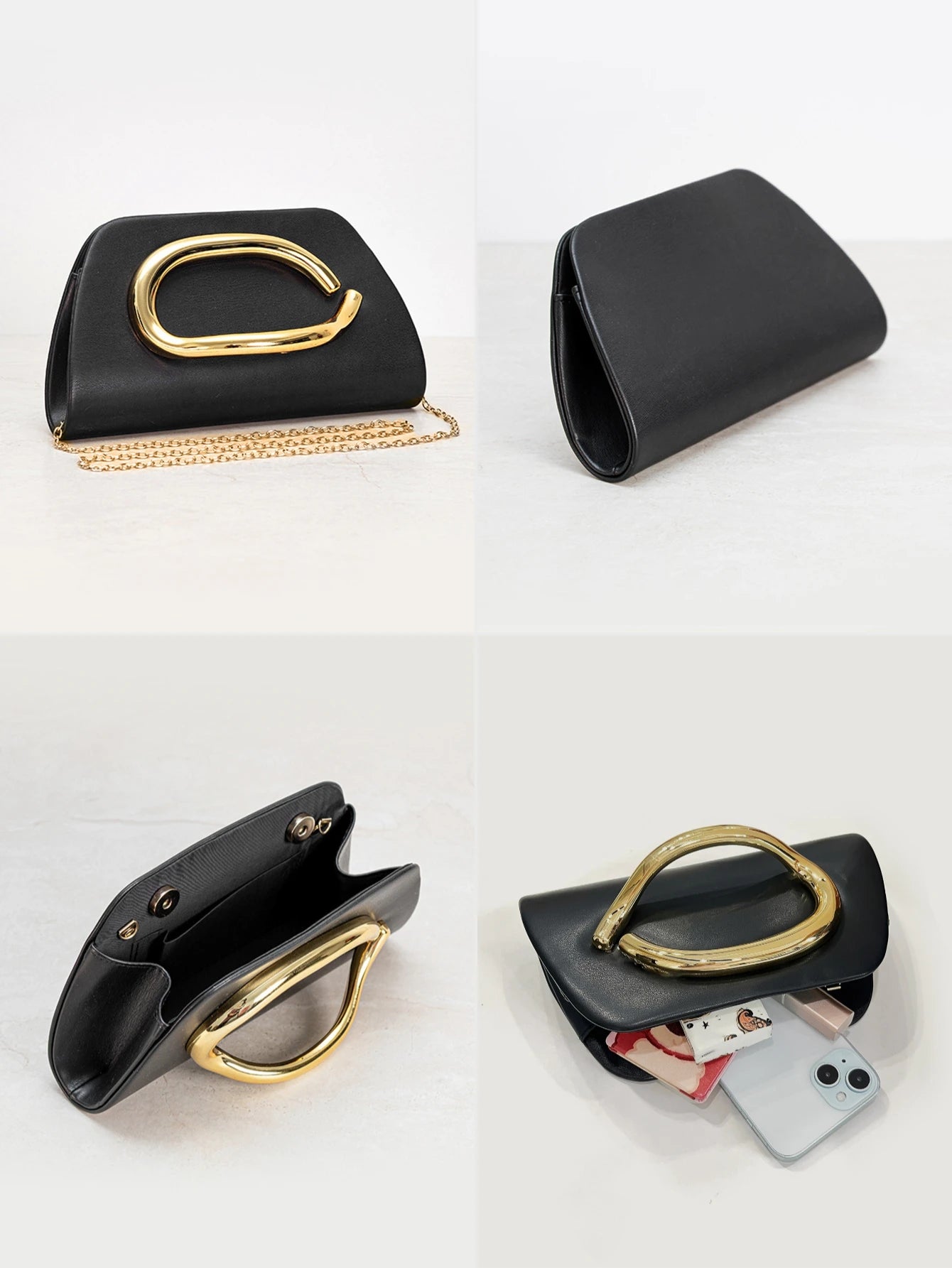 Multiva Elegant Gold Chain Box Clutch | Luxury Evening Shoulder Bag